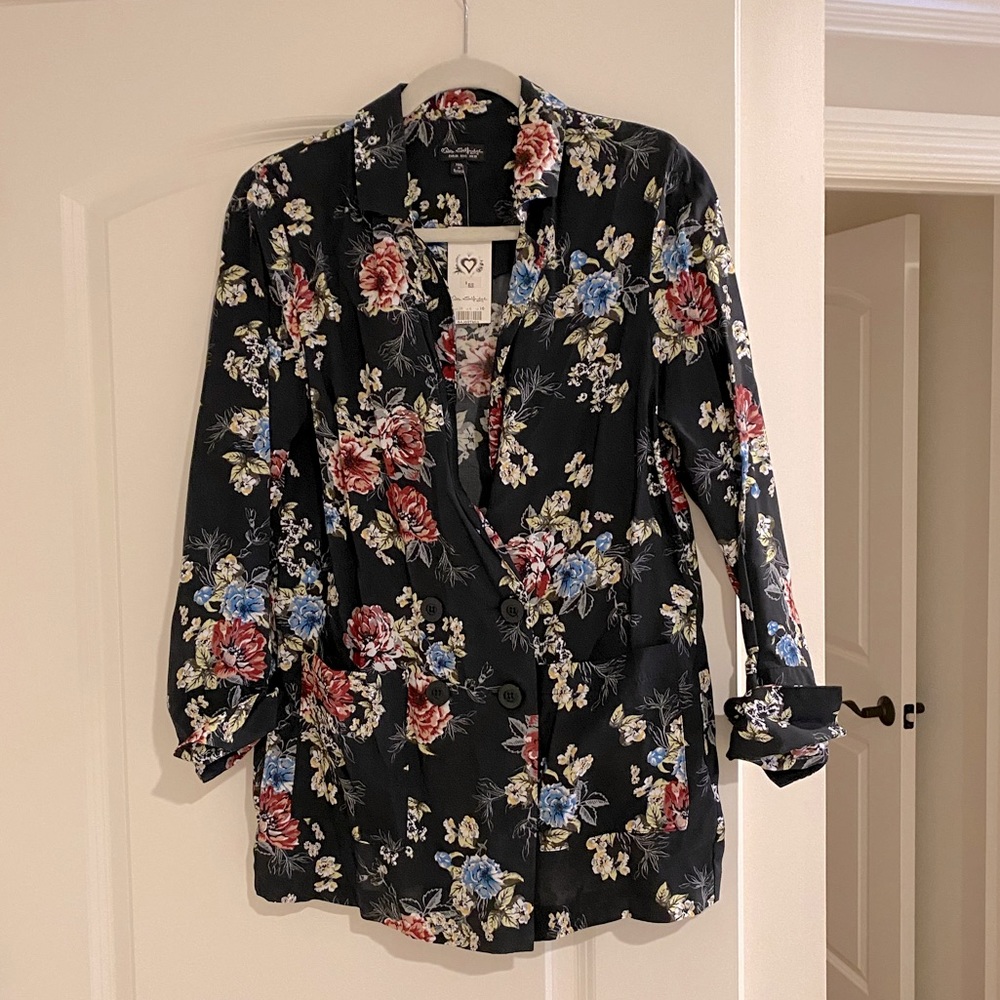 NWT Miss Selfridge Black Floral Blazer size 6